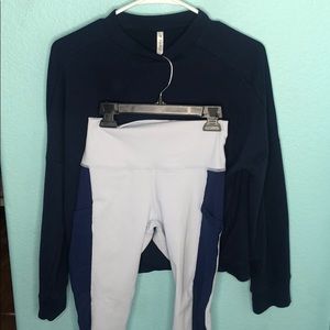 Blue Fabletics Pullover and Color Block Leggings